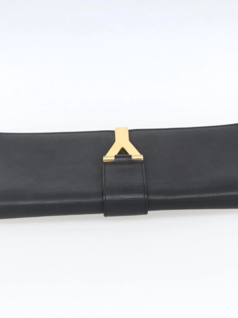 SAINT LAURENT Clutch Bag Leather Black Gold Auth ka1261 - Picture 7 of 16